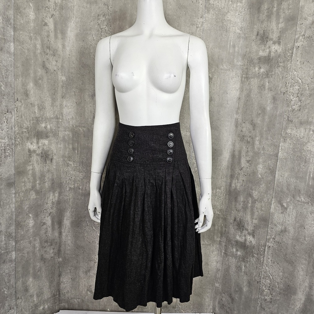 PAUW‎ AMSTERDAM 0 US XS Wool Blend Structured Pleated High Waist Wrap Skirt